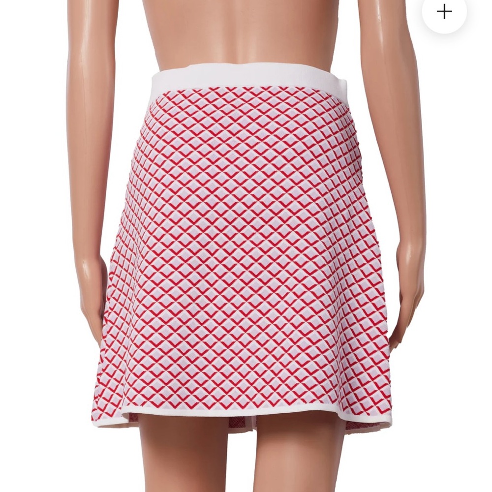 Sandro Red and White Patterned Skirt